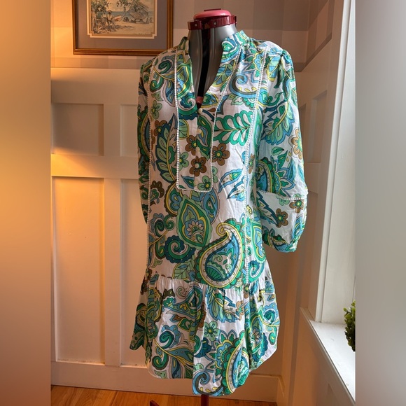 Floral Paisley Dress in Blue and Green Size Large - Picture 8 of 8